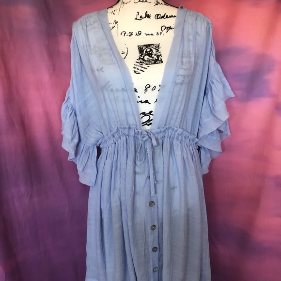 Dress bohemian butterfly sleeve pastel blue bikini cover up - Picture 11 of 12